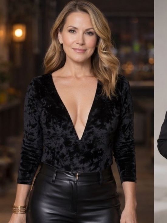 Victoria's Secret Tops - Victoria’s Secret,Black Velvet Plunge Bodysuit Long-Sleeve Open-Back,Size M/L